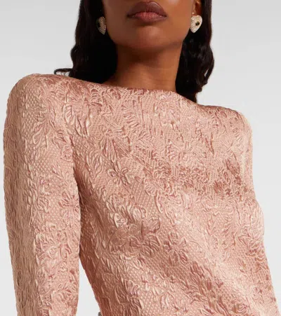 Valentino Long Sleeve Dress Ruffled Hem In Pink