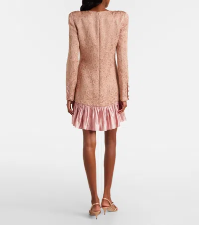 Valentino Long Sleeve Dress Ruffled Hem In Pink