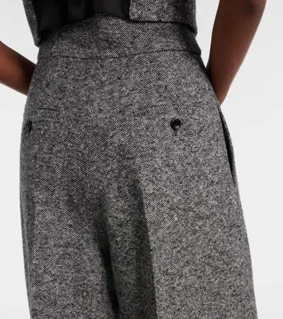 Max Mara Simone Wool And Silk Tweed Wide-leg Pants In Black