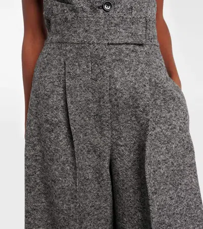 Max Mara Simone Wool And Silk Tweed Wide-leg Pants In Black