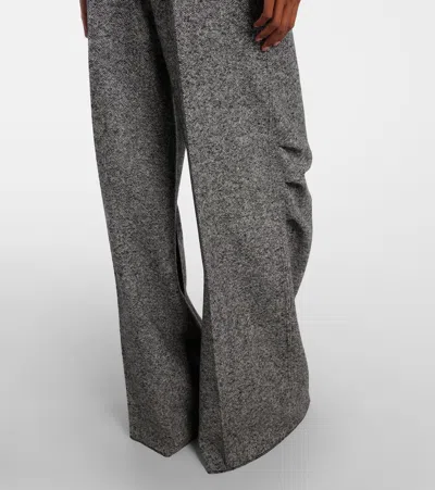 Max Mara Simone Wool And Silk Tweed Wide-leg Pants In Black