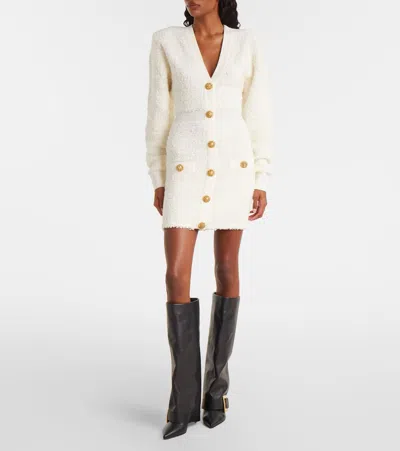 Balmain Tweed Minidress In White