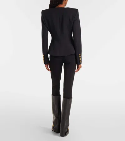 Balmain Single-breasted Grain De Poudre Basque Jacket In Black