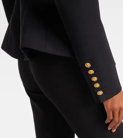 Balmain Single-breasted Grain De Poudre Basque Jacket In Black