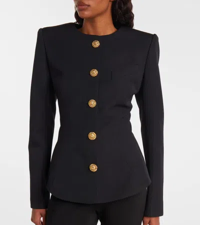 Balmain Single-breasted Grain De Poudre Basque Jacket In Black