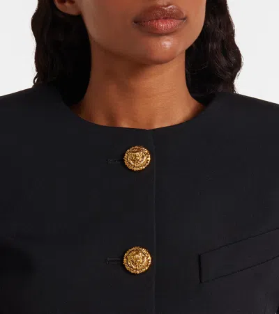 Balmain Single-breasted Grain De Poudre Basque Jacket In Black