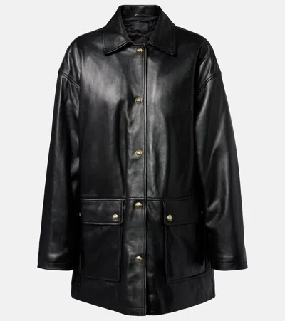 Nili Lotan Long-sleeved Leather Jacket In Black
