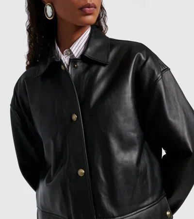 Nili Lotan Long-sleeved Leather Jacket In Black