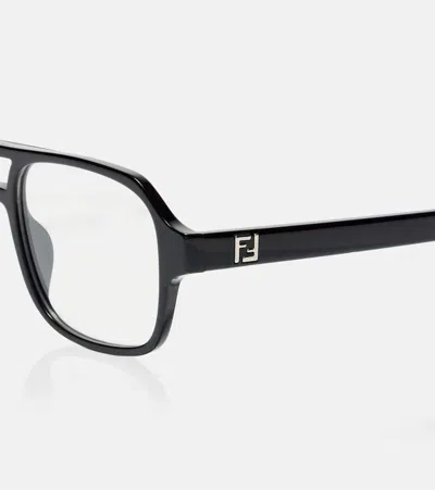 Fendi Ff Squared Aviator Glasses In Black
