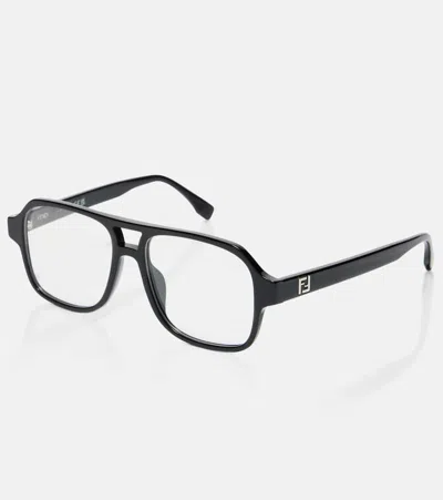 Fendi Ff Squared Aviator Glasses In Black