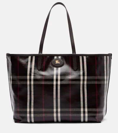 Burberry Womens Mahogany Medium Highlands Cotton-blend Tote Bag In Multi