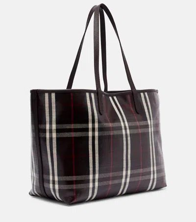 Burberry Womens Mahogany Medium Highlands Cotton-blend Tote Bag In Multi