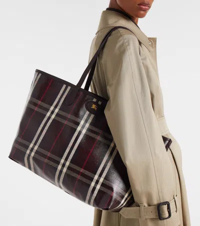 Burberry Womens Mahogany Medium Highlands Cotton-blend Tote Bag In Multi