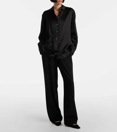 The Row Carla Square Toe Velvet Ankle Strap Sandal In Black