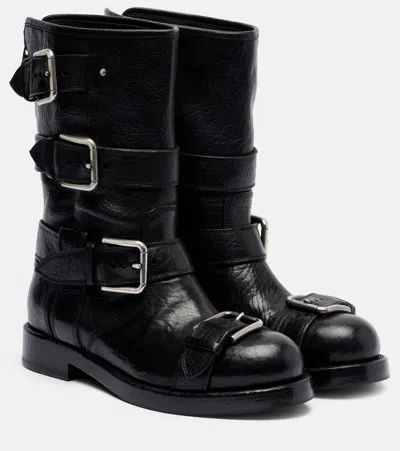 Dolce & Gabbana Leather Boot With Buckles In Black