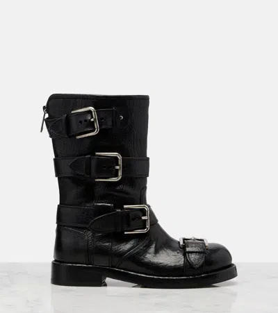 Dolce & Gabbana Leather Boot With Buckles In Black