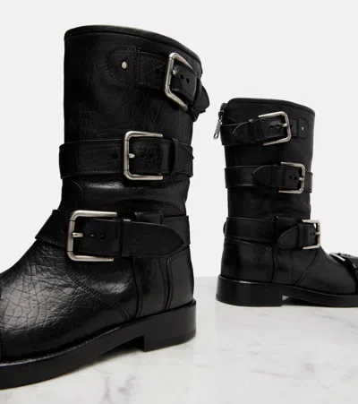 Dolce & Gabbana Leather Boot With Buckles In Black