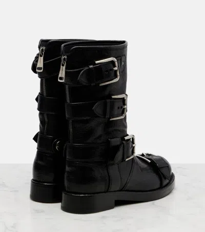 Dolce & Gabbana Leather Boot With Buckles In Black