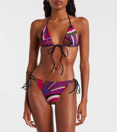 Pucci Triangle Top Adjustable Straps Bikini Set In Multi