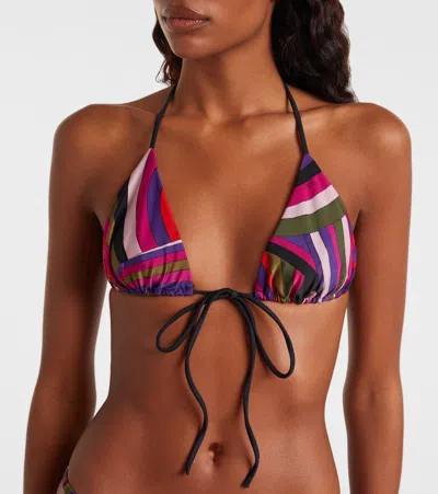 Pucci Triangle Top Adjustable Straps Bikini Set In Multi