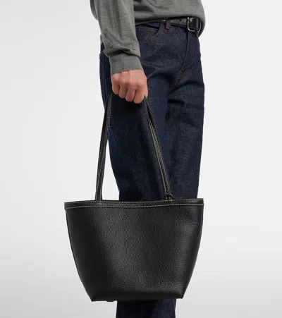 The Row Park Medium Topstitched Tote Bag In Pebbled Leather In Multi