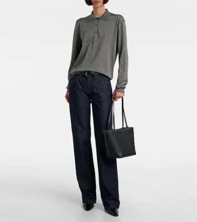 The Row Park Medium Topstitched Tote Bag In Pebbled Leather In Multi