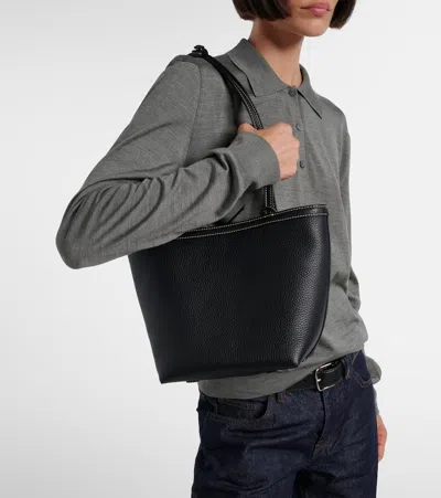 The Row Park Medium Topstitched Tote Bag In Pebbled Leather In Multi