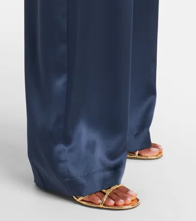 The Sei High-rise Silk Wide-leg Pants In Blue