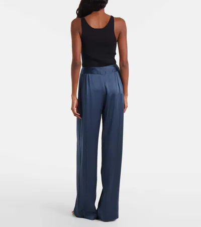 The Sei High-rise Silk Wide-leg Pants In Blue