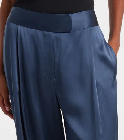 The Sei High-rise Silk Wide-leg Pants In Blue
