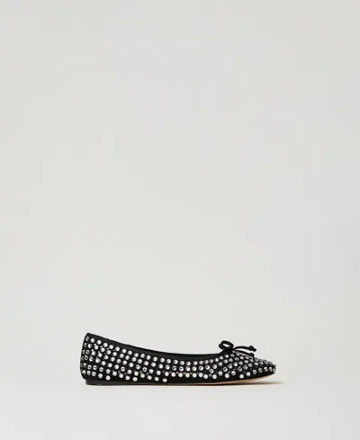 Actitude By Twinset Ballerines Avec Strass All-over In Black