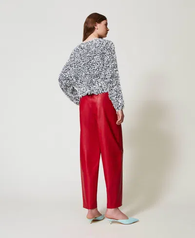Actitude By Twinset Pantalon Barrel Effet Cuir In Red