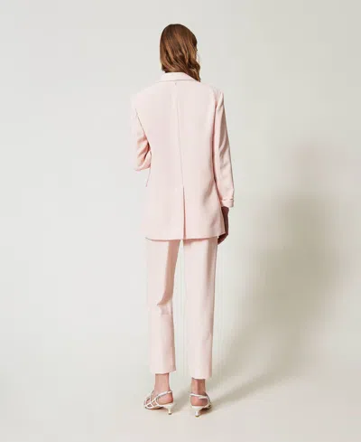 Actitude By Twinset Pantalon Cigarette En Crêpe Piqué In Pink