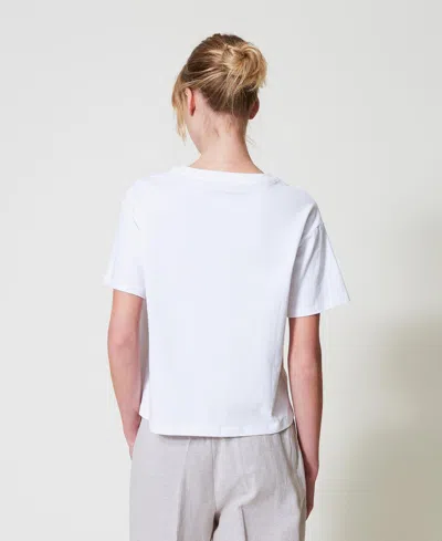 Actitude By Twinset T-shirt Avec Broderie Réalisée À La Main In White