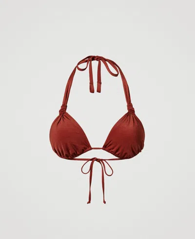 Twinset Haut De Maillot De Bain Triangle Avec Fronces In Red