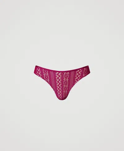 Twinset Lace Brazilian Bikini Bottom In Pink