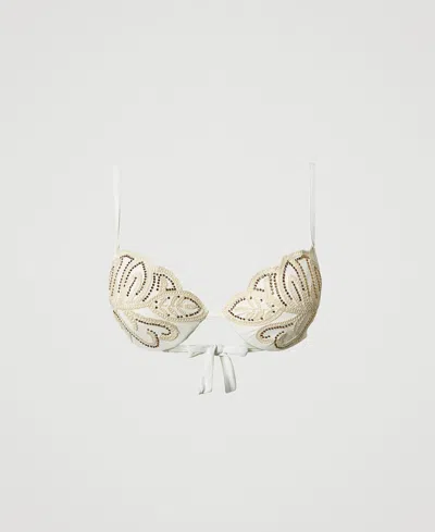Twinset Haut De Maillot De Bain Triangle Avec Broderie Et Strass