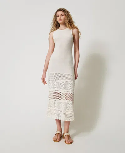 Twinset Crochet Dress In White
