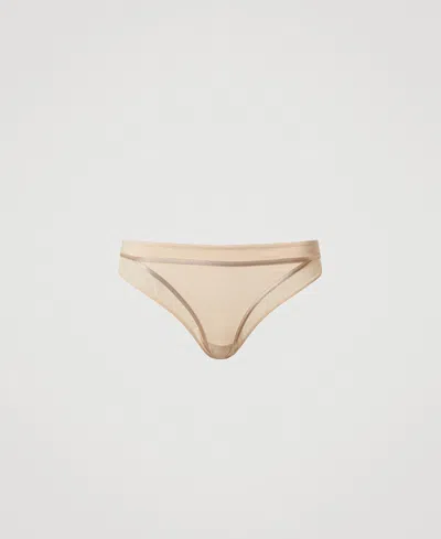 Twinset Slip Brésilien En Tulle In Gray