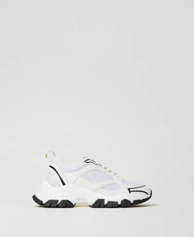 Twinset Mesh-panelled Sneakers In White