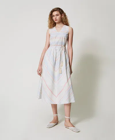 Twinset Striped Dress In White