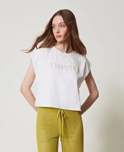 Twinset Logo-embroidered T-shirt In White