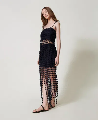 Twinset Jupe Courte En Crochet In Black