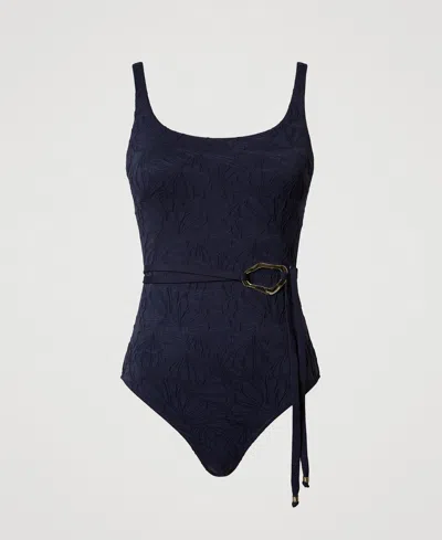 Twinset Belted Bathing Suit In Blue