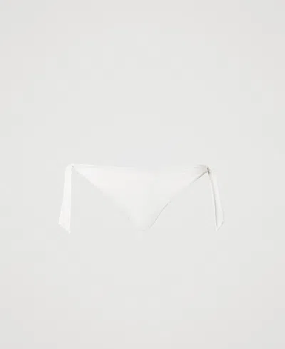Twinset Slip Brésilien De Bain Avec Nauds In White