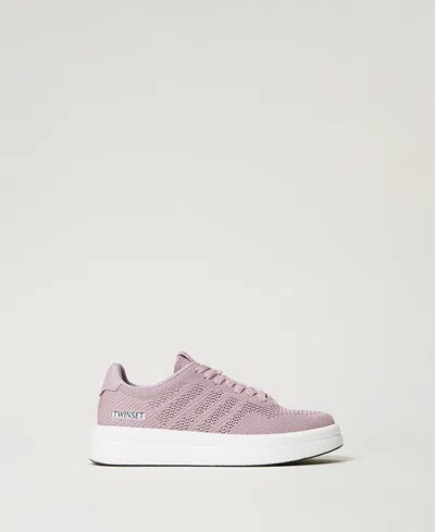 Twinset Logo-appliqué Sneakers In Purple