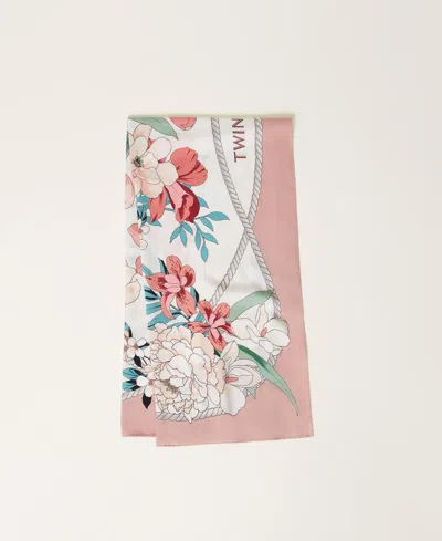 Twinset Floral-print Scarf In Pink