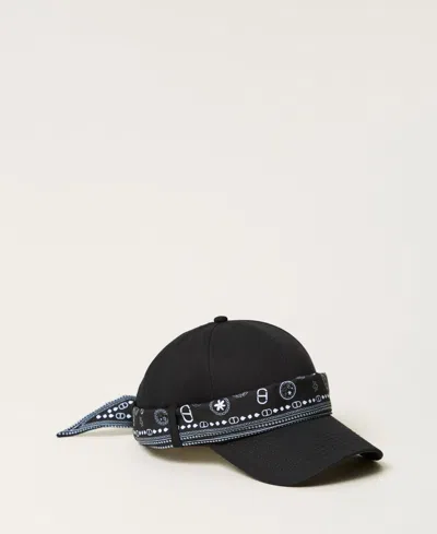 Twinset Casquette De Baseball Avec Foulard Bandana In Black