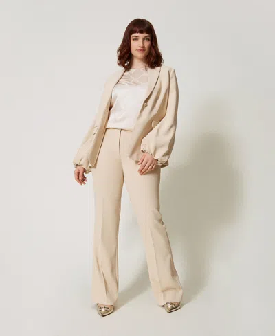 Twinset Pantalon Évasé En Crêpe In Neutral