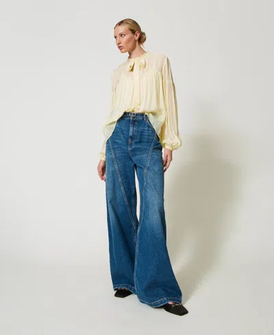 Twinset Jean Ample Avec Ceinture Oval T In Yellow